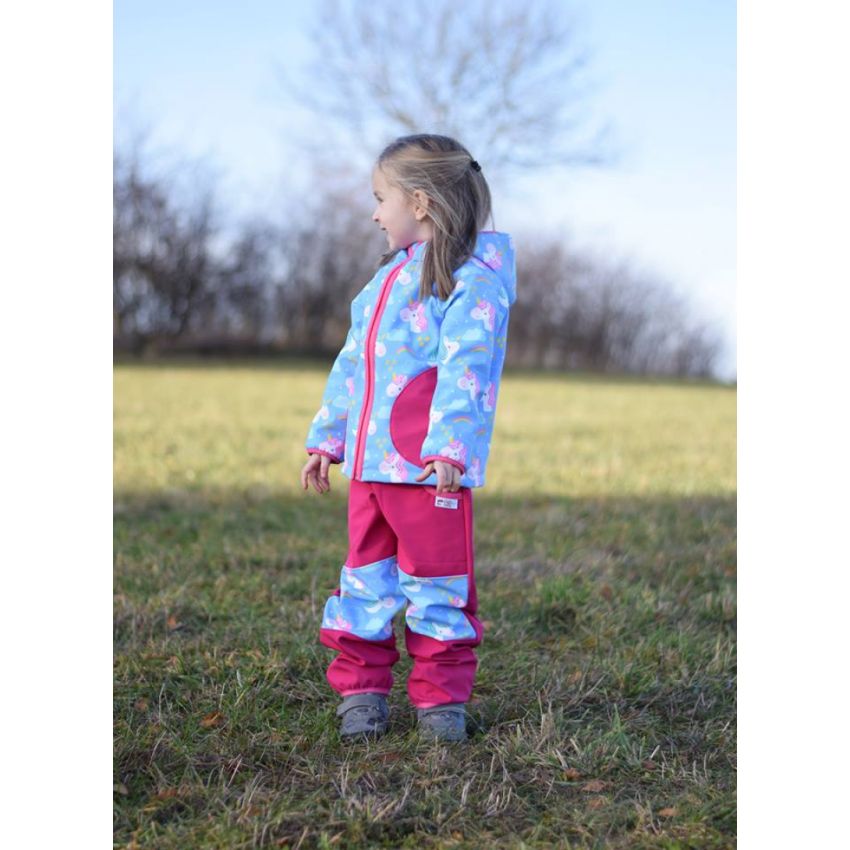 Green Baby - Softshell Jacke Unicorn blau gefütterte Version für Übergangszeit und Winter