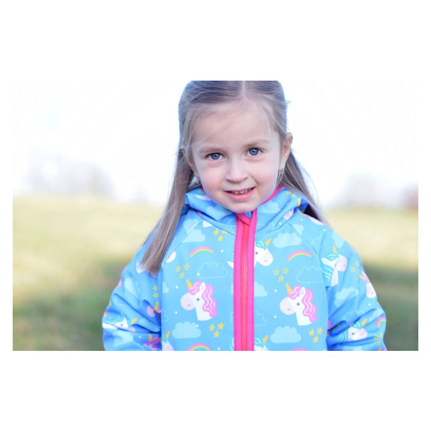 Green Baby - Softshell Jacke Unicorn blau gefütterte Version für Übergangszeit und Winter