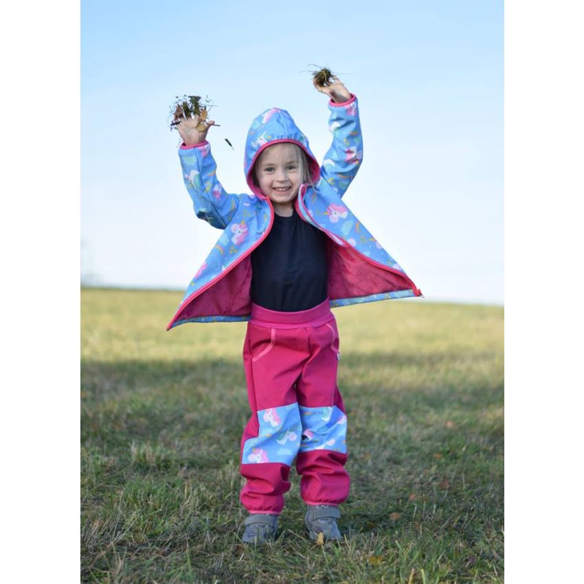 Green Baby - Softshell Jacke Unicorn blau gefütterte Version für Übergangszeit und Winter