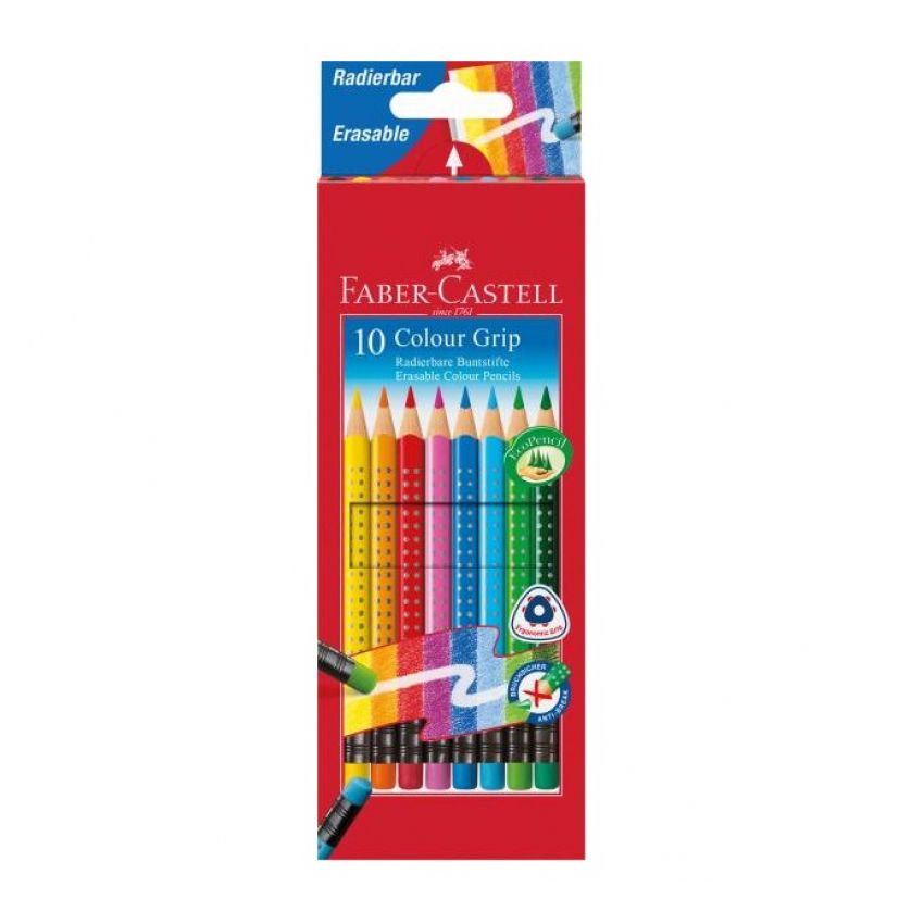 Faber-Castell - Farbstift Colour Grip radierbar 10er Set