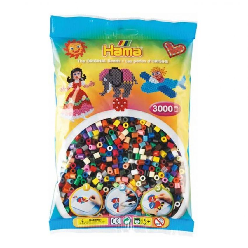 Hama - Midi Bügelperlen Vollton gemischt ca. 3000 Stk.
