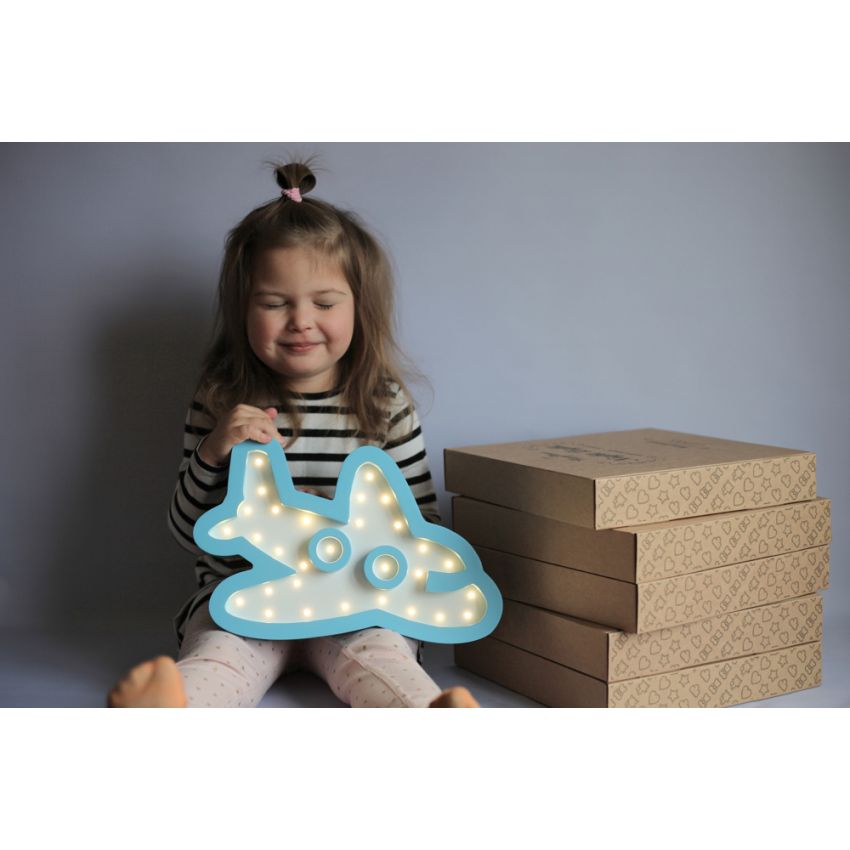 HappyMoon - LED Nachtlampe Flugzeug weiss blau