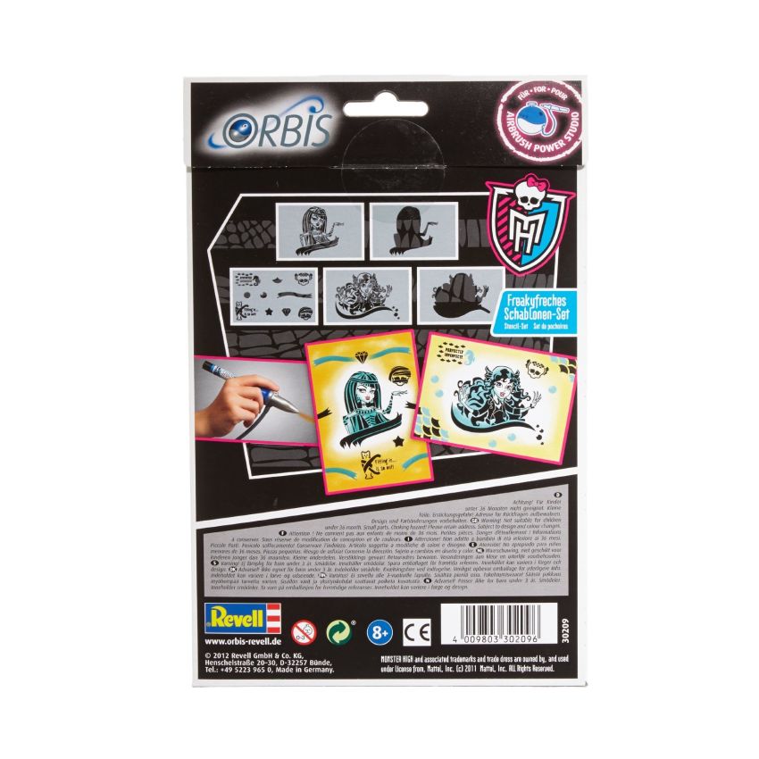 Orbis 30209 - Kinderairbrush - Schablonen-Set Monster High III