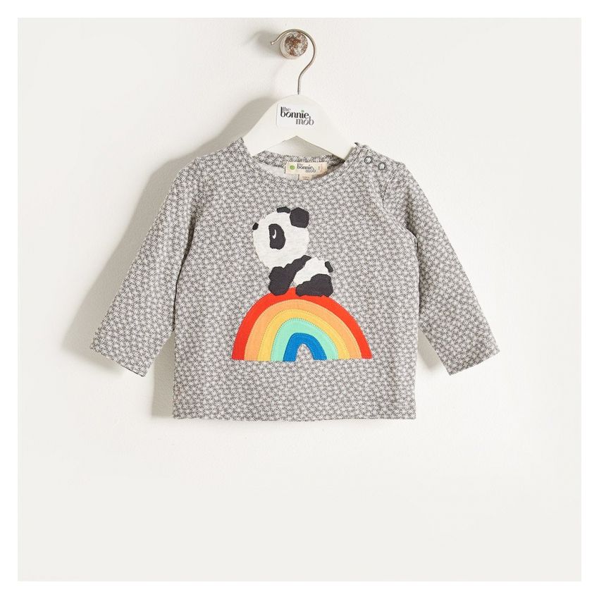 Bonniemob - Shirt Rainbow Panda grau