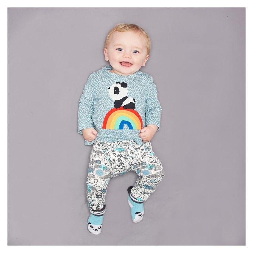 Bonniemob - Shirt Rainbow Panda blau