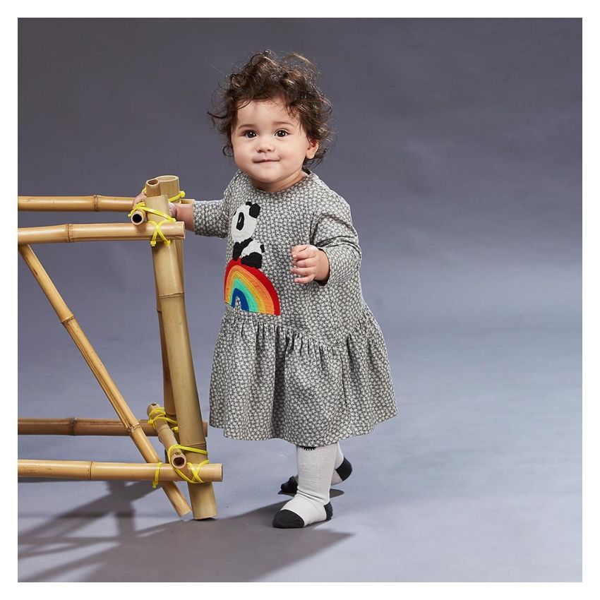 Bonniemob - Kleid Rainbow Panda grau