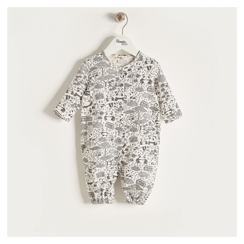 Bonniemob - Strampler / Schlafsack Panda print grau