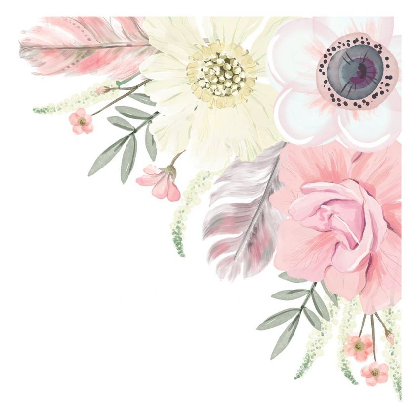 Ginger Monkey - Boho Flowers Corner Decal