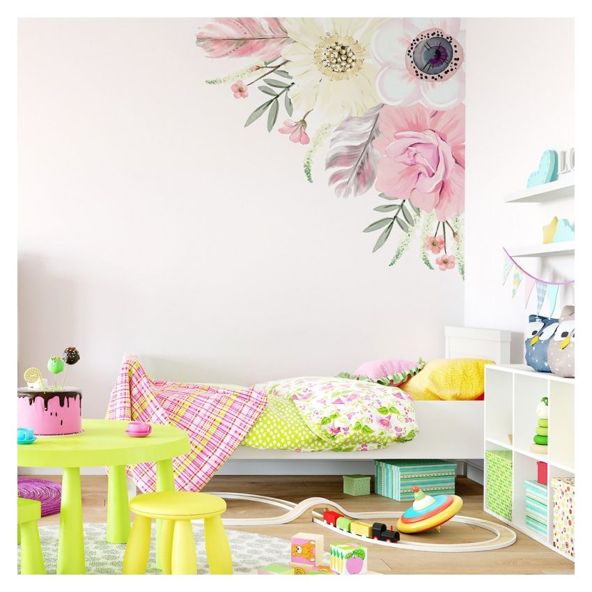 Ginger Monkey - Boho Flowers Corner Decal