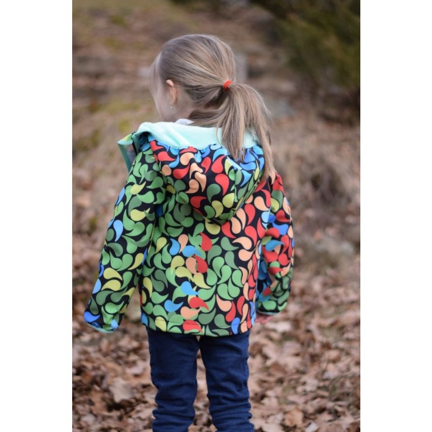 Green Baby 063 - Softshell Jacke Frühling bis Herbst ungefüttert Happy Leaves