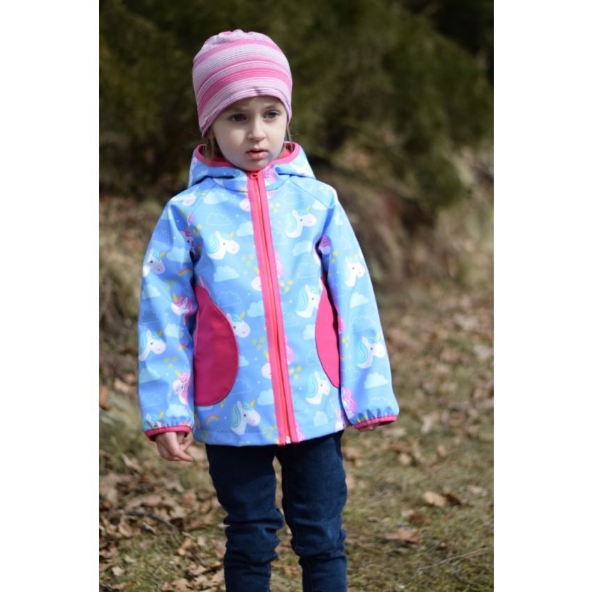 Green Baby 063 - Softshell Jacke Frühling bis Herbst ungefüttert Unicorn blau