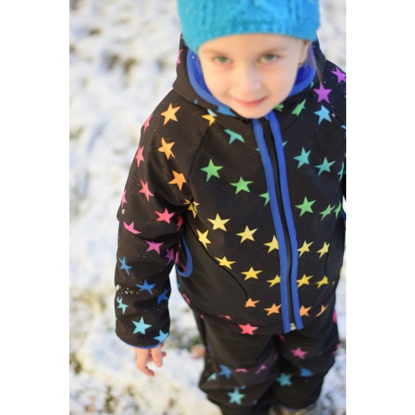 Green Baby - Softshell Jacke Rainbow Stars gefütterte Version für Übergangszeit und Winter