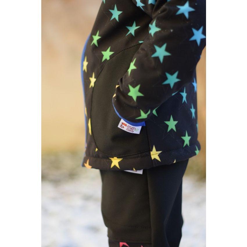 Green Baby - Softshell Jacke Rainbow Stars gefütterte Version für Übergangszeit und Winter