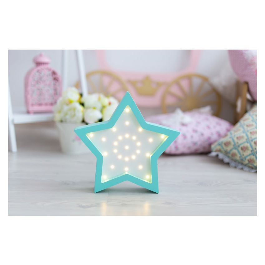 HappyMoon - LED Nachtlampe Stern türkis weiss
