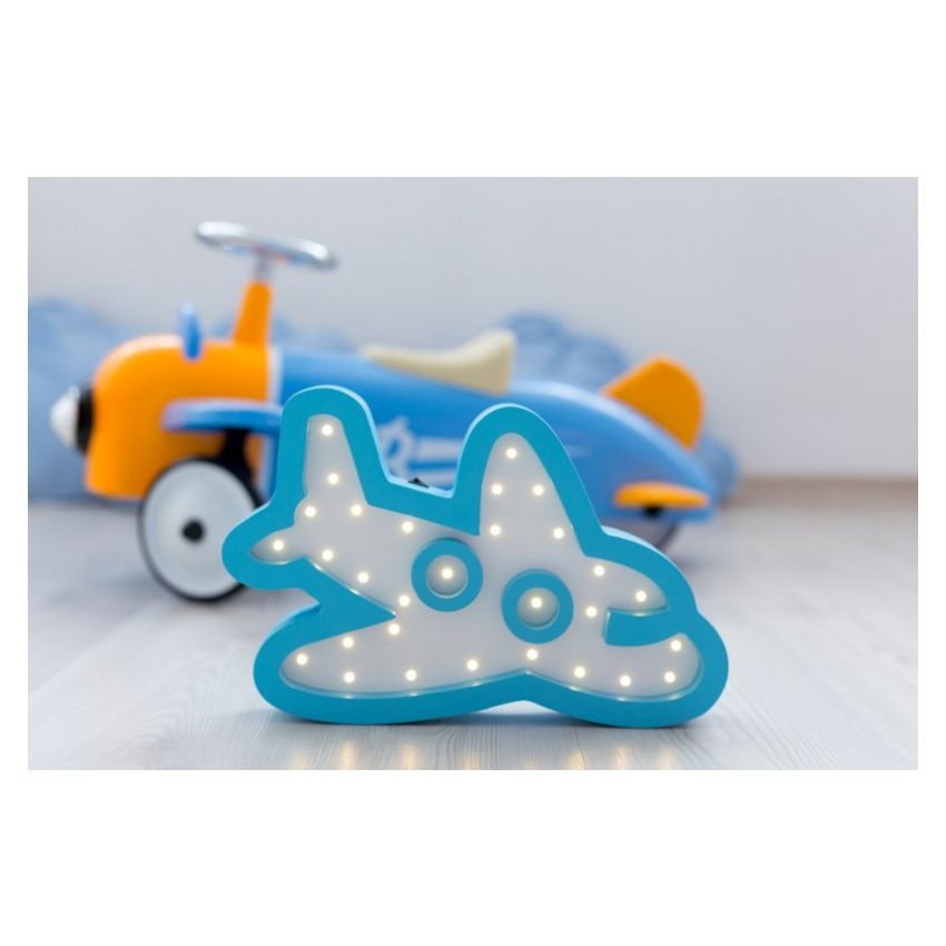 HappyMoon - LED Nachtlampe Flugzeug weiss blau