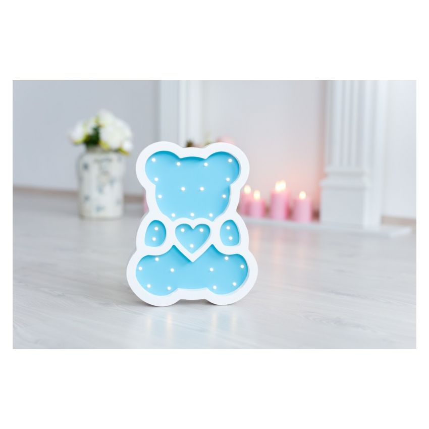 HappyMoon - LED Nachtlampe Bär blau weiss
