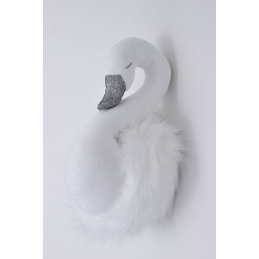 Cotton & Sweets - Wanddeko Schwan weiss mit weissen Federn