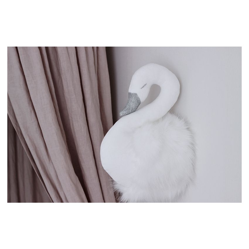 Cotton & Sweets - Wanddeko Schwan weiss mit weissen Federn