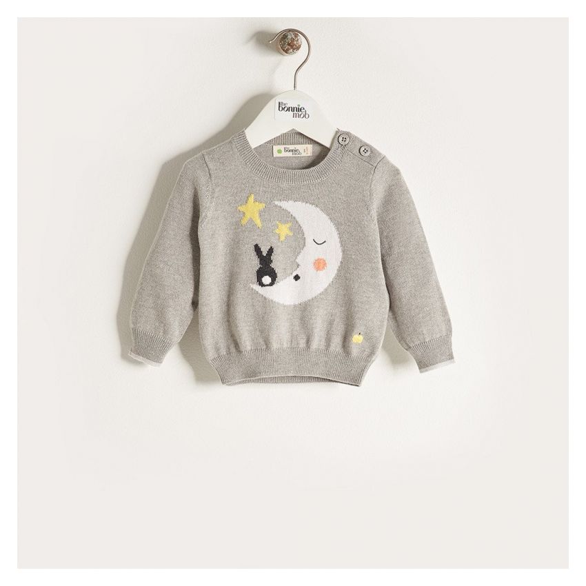 Bonniemob - Strickpullover Kaschmir Moon & Bunny grau