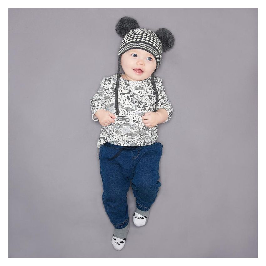 Bonniemob - Shirt Panda Print grau