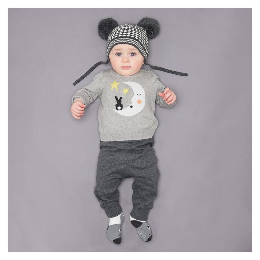 Bonniemob - Strickpullover Kaschmir Moon & Bunny grau