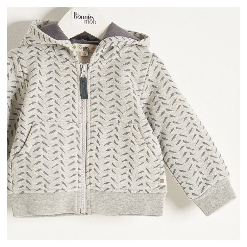 Bonniemob - Olli Bambus Print Hoodie grau
