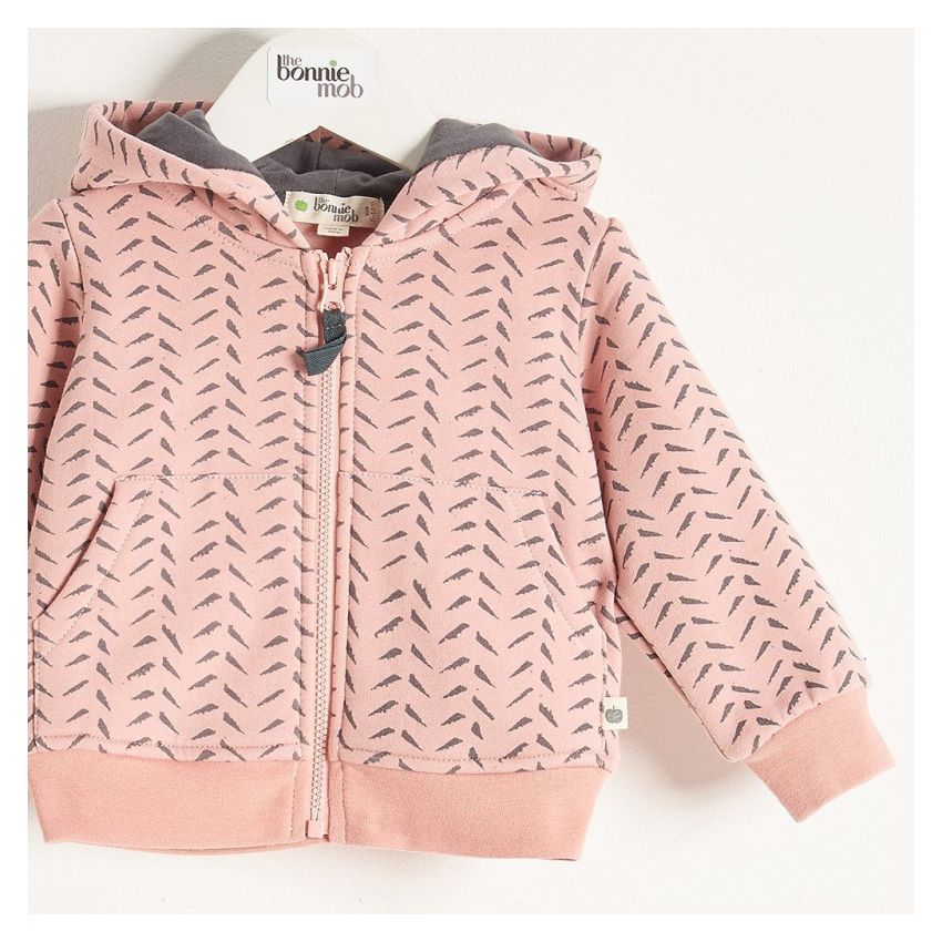 Bonniemob - Olli Bambus Print Hoodie rosa