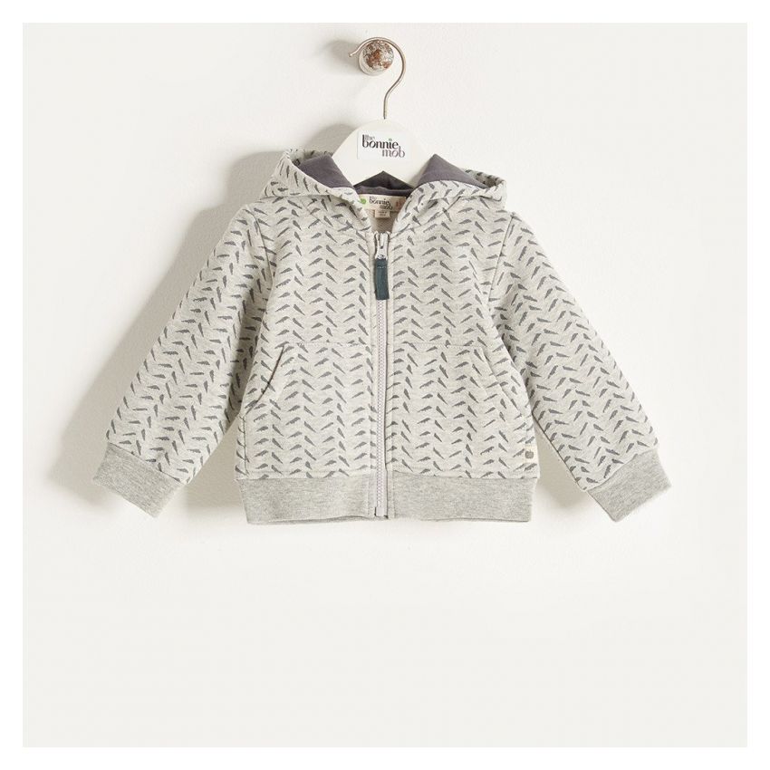 Bonniemob - Olli Bambus Print Hoodie grau