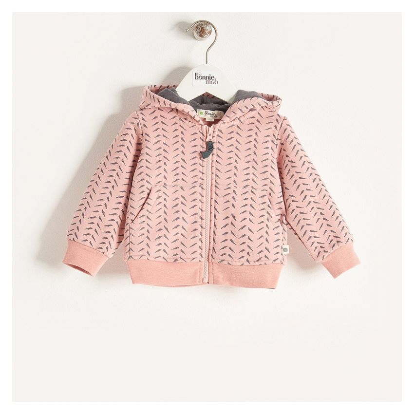 Bonniemob - Olli Bambus Print Hoodie rosa