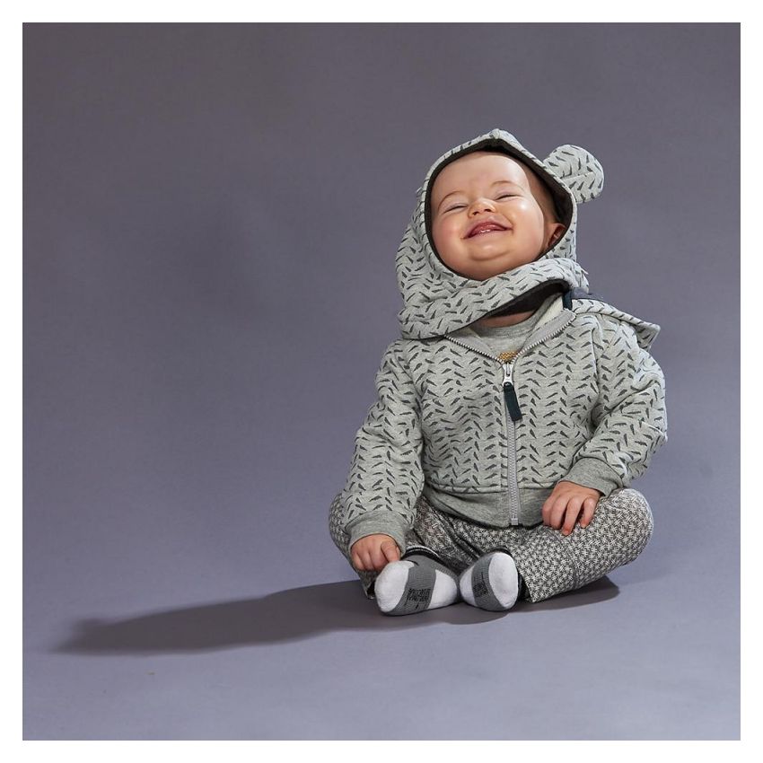 Bonniemob - Olli Bambus Print Hoodie grau