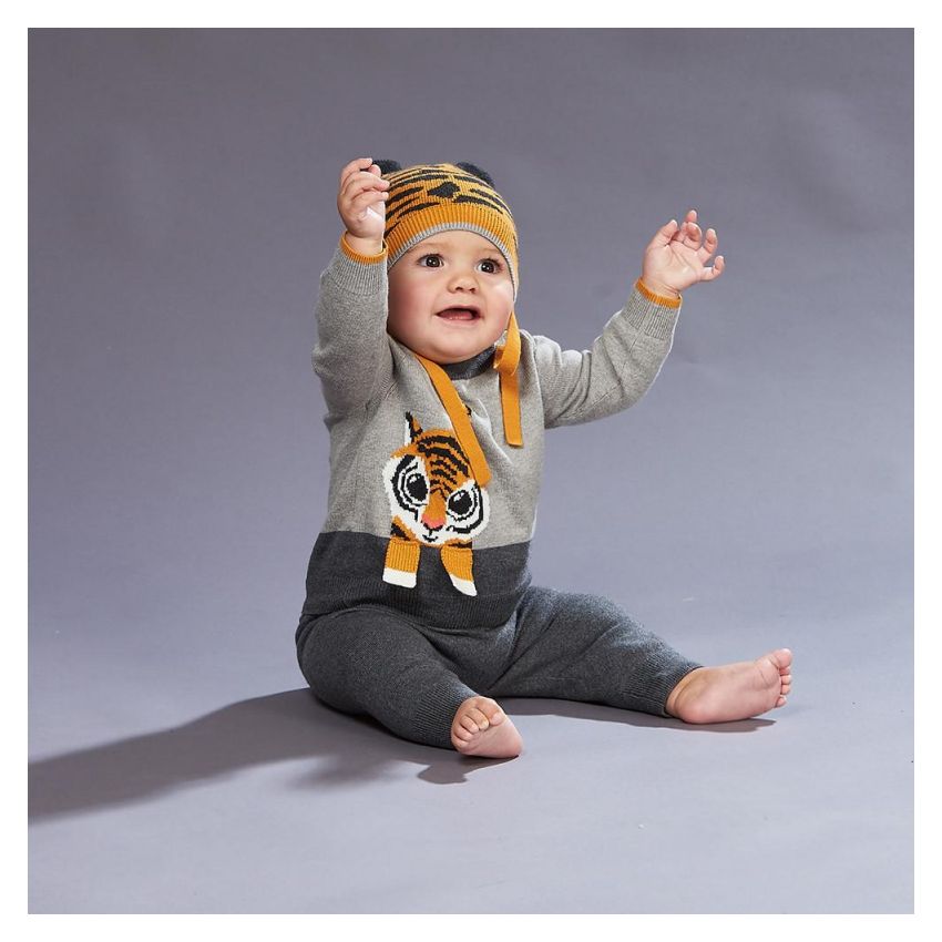 Bonniemob - Strickpullover Kaschmir Raffa Tiger grau