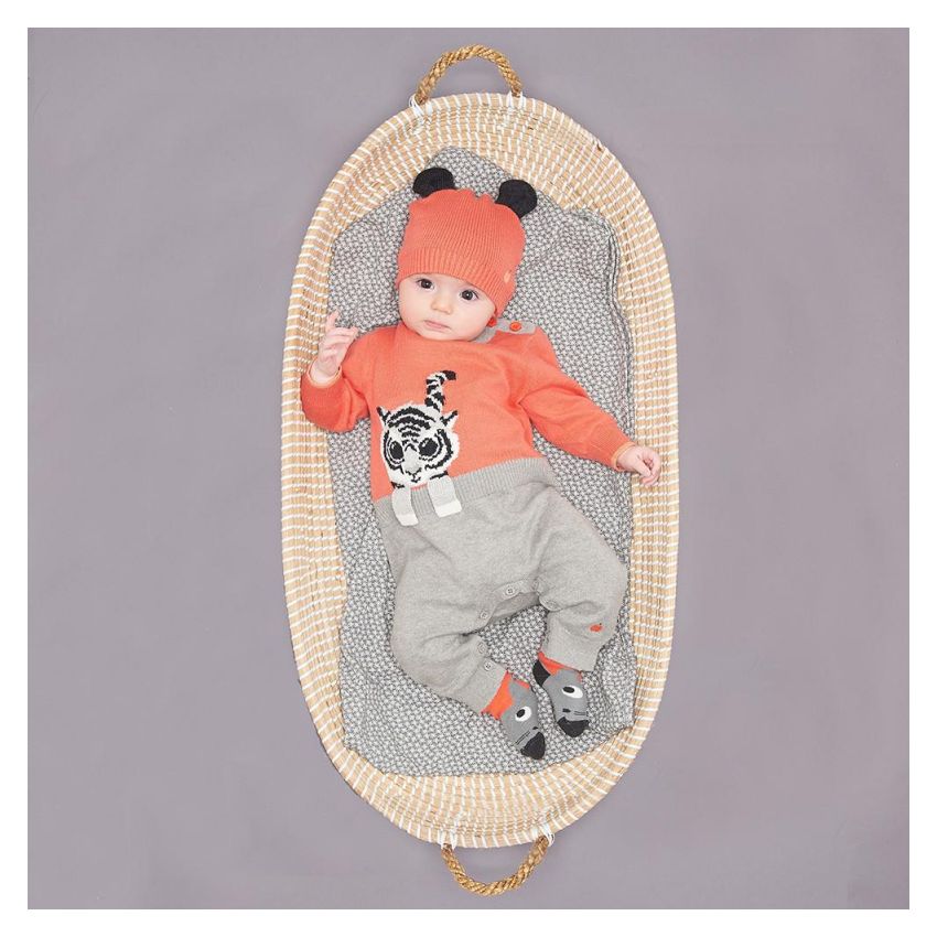 Bonniemob - Strick- Strampler Robin Tiger sorbet