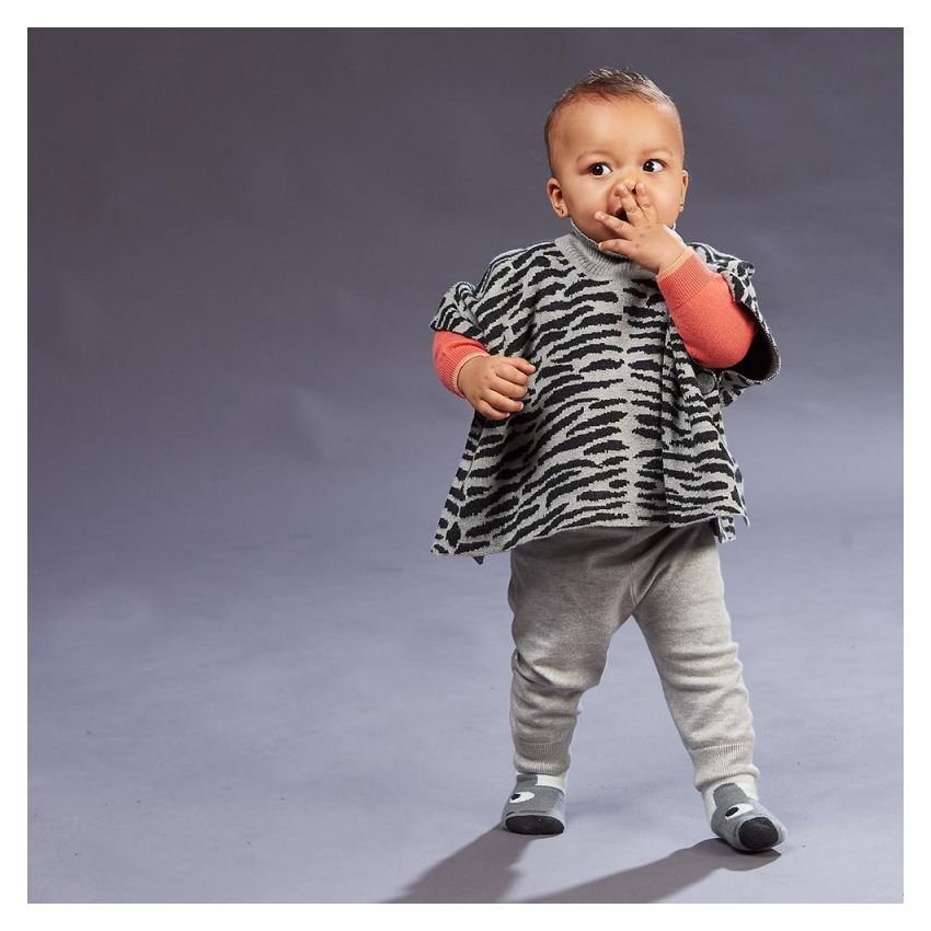 Bonniemob - Strick- Cape Tiger Stripes grau