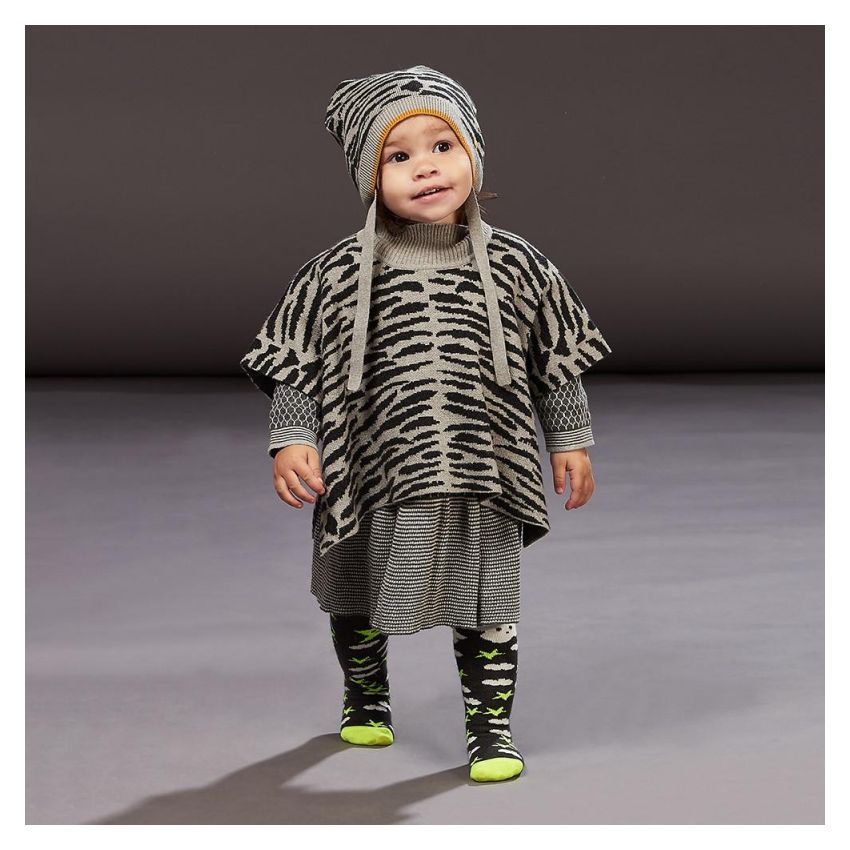 Bonniemob - Strick- Cape Tiger Stripes grau