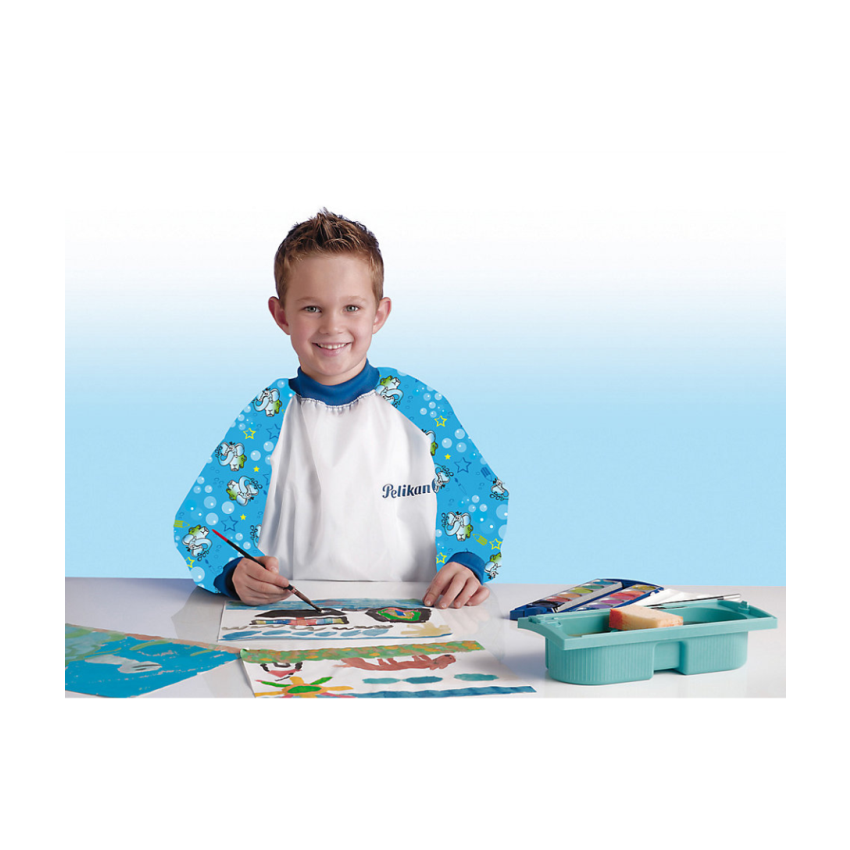 Pelikan - Bastelschürze (Malschürze) Weiss- Blau