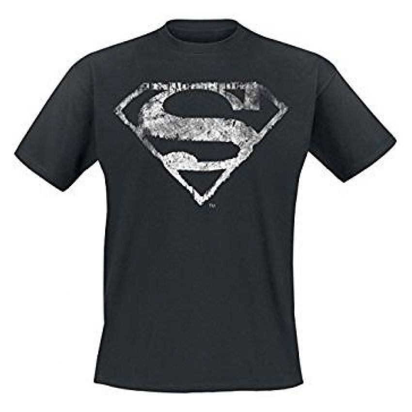 Superman Logo Mono Distressed T-Shirt schwarz M