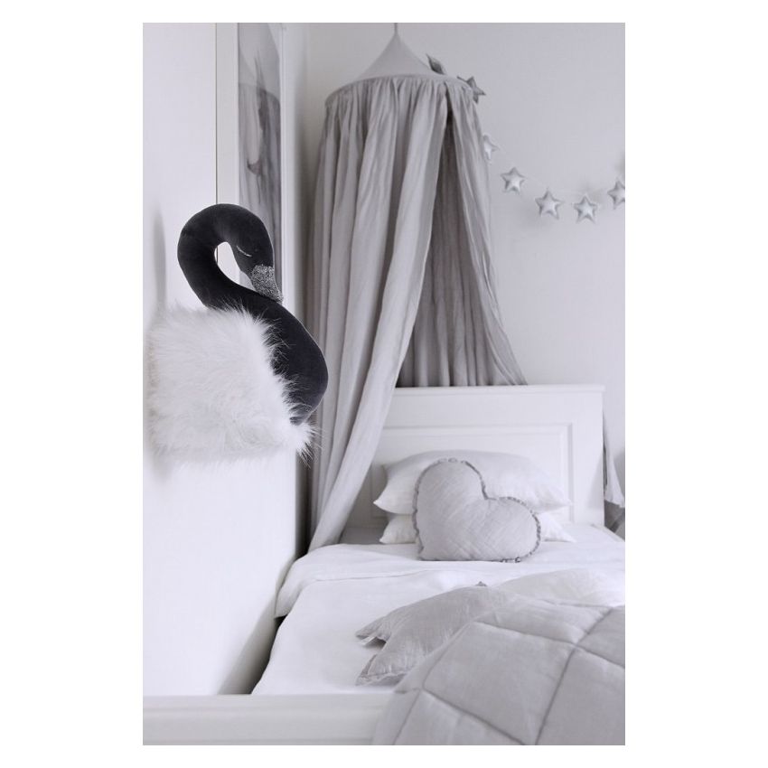 Cotton & Sweets - Wanddeko Schwan Graphite mit weissen Federn