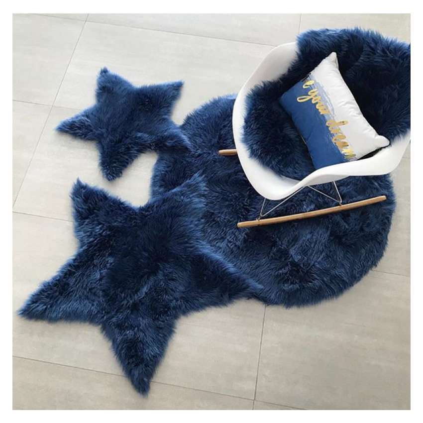 Kroma Carpets - Kunstlammfell Stern dunkelblau