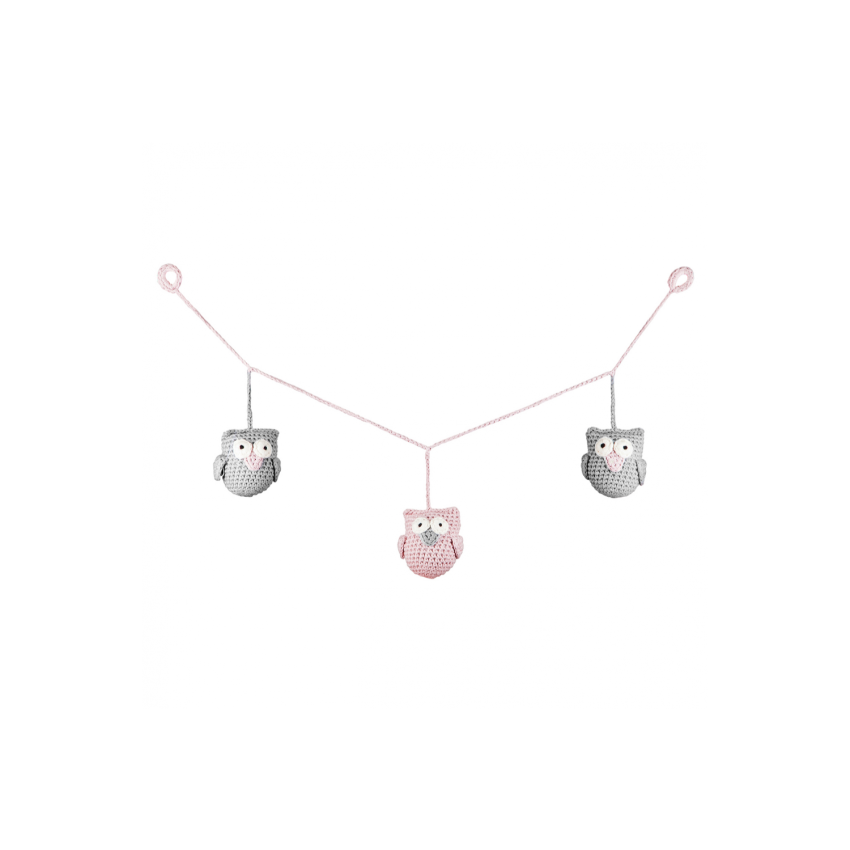 Maylily - Girlande Kinderwagenkette Eulen Dusty Pink