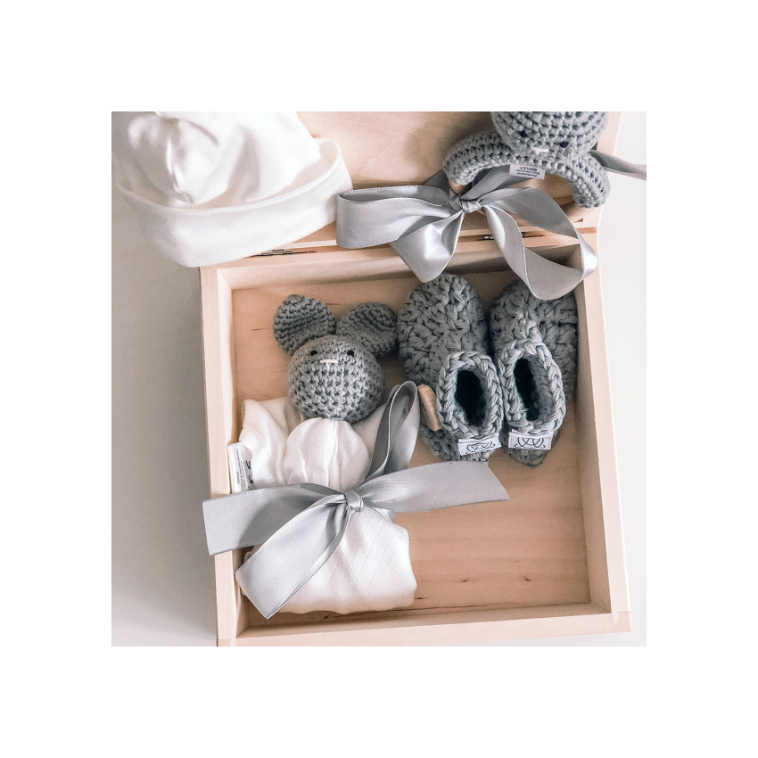 Maylily - Holz Geschenkbox gross Bunny Grau