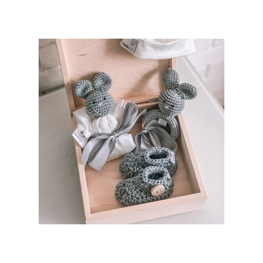 Maylily - Holz Geschenkbox gross Bunny Grau