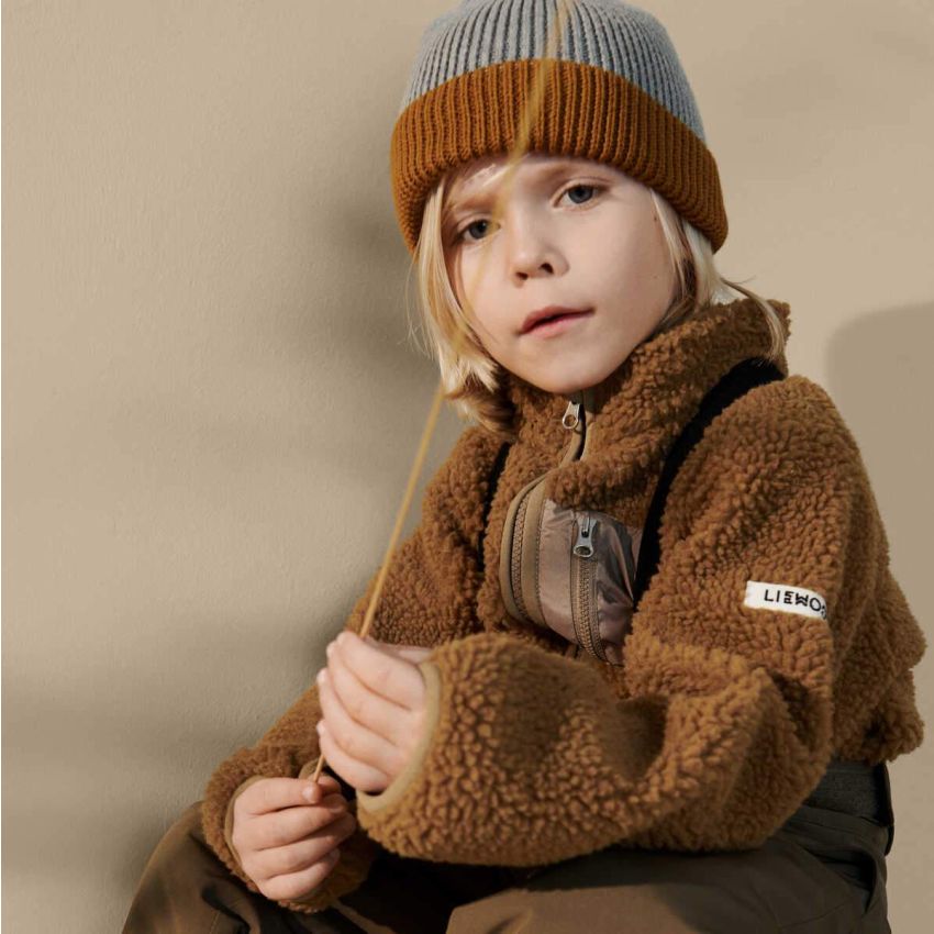LIEWOOD - Ezra Beanie Grey Melange - Golden Caramel Mix