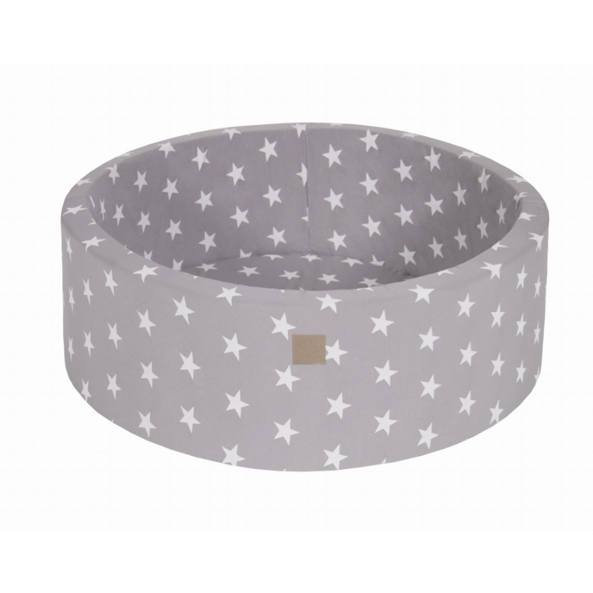 MeowBaby - Bällebad Grey Stars rund ohne Bälle 90x90x40cm