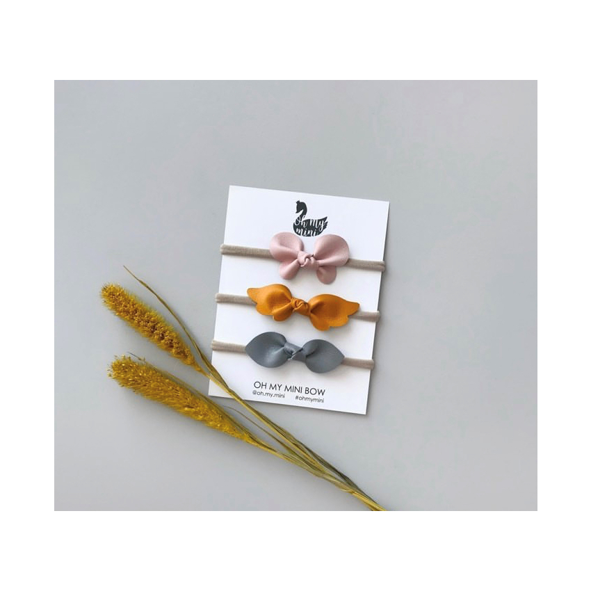 Oh my mini - Stirnband 3er Set Mäschchen Rosa, orange, grau