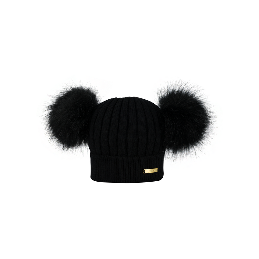 Bjällra of Sweden - Strickmütze mit Pommel schwarz