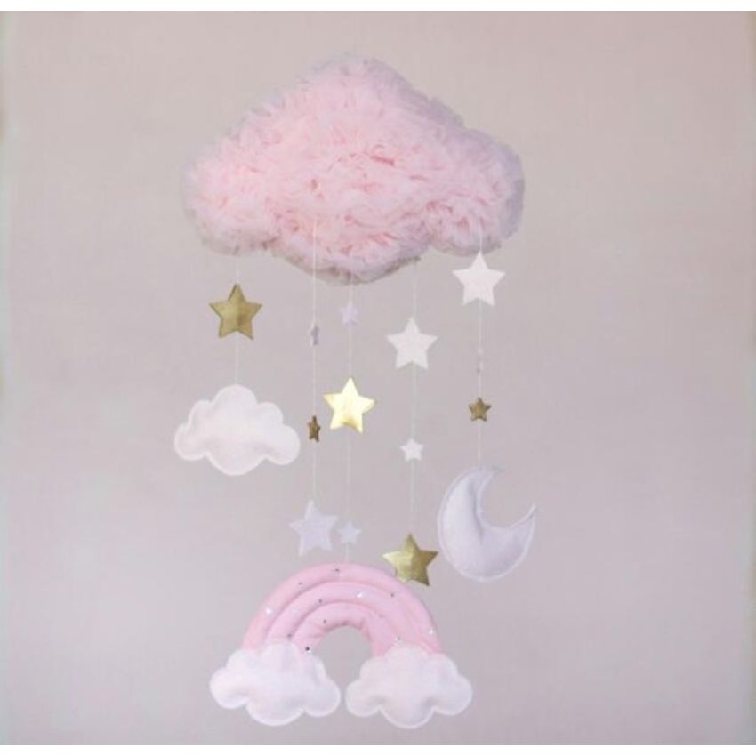 Solo un Sogno - Mobile Traumwolke mit Regenbogen Pink