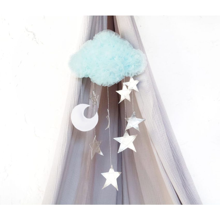 Solo un Sogno - Mobile Traumwolke Aqua mit Sternen