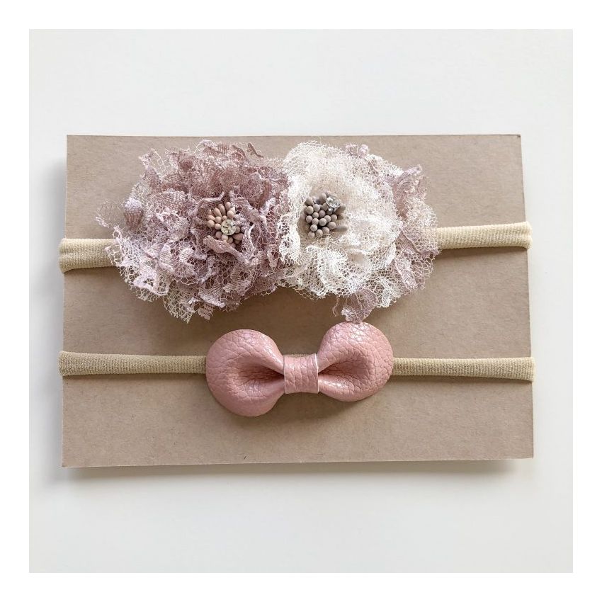 Lunas Treasure - Stirnband 2er Set Spitzenblüten & Ledermäschchen