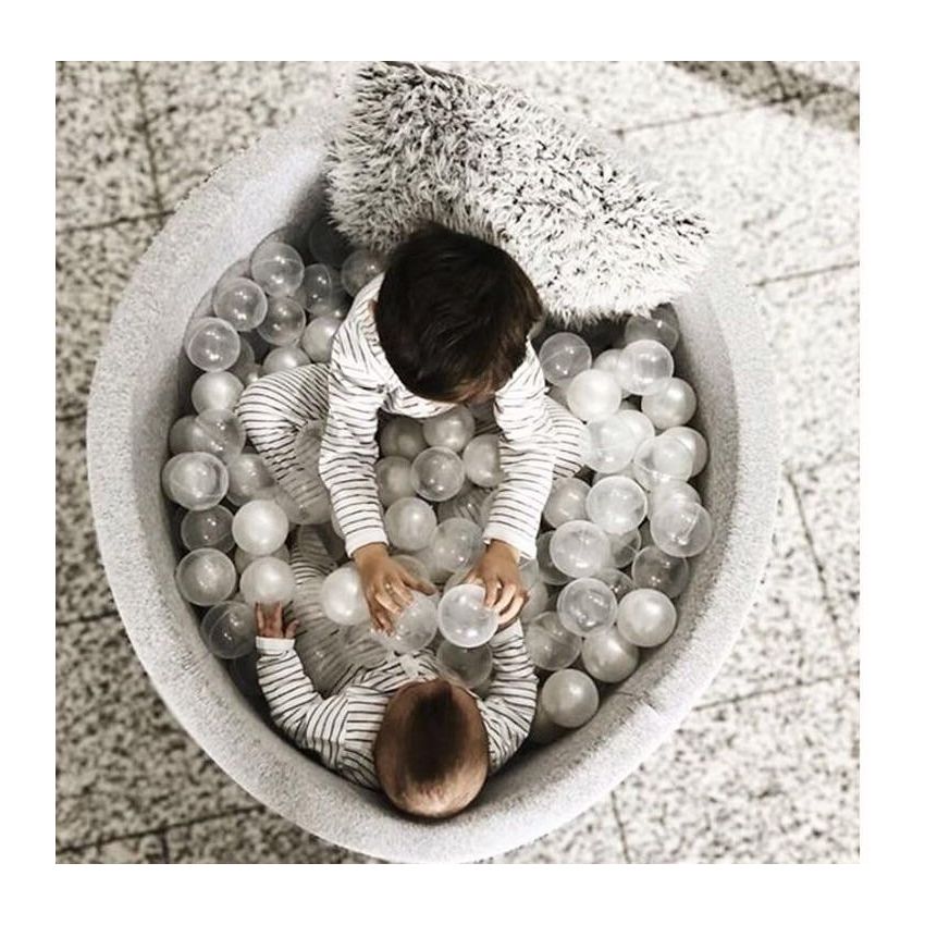 MeowBaby - Bällebad Hellgrau rund ohne Bälle 90x90x40cm