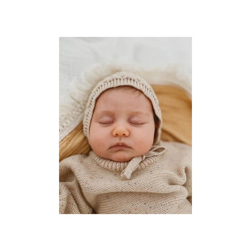 Ziggy Lou - Strick Babymütze Regenbogen gefleckt vanilla